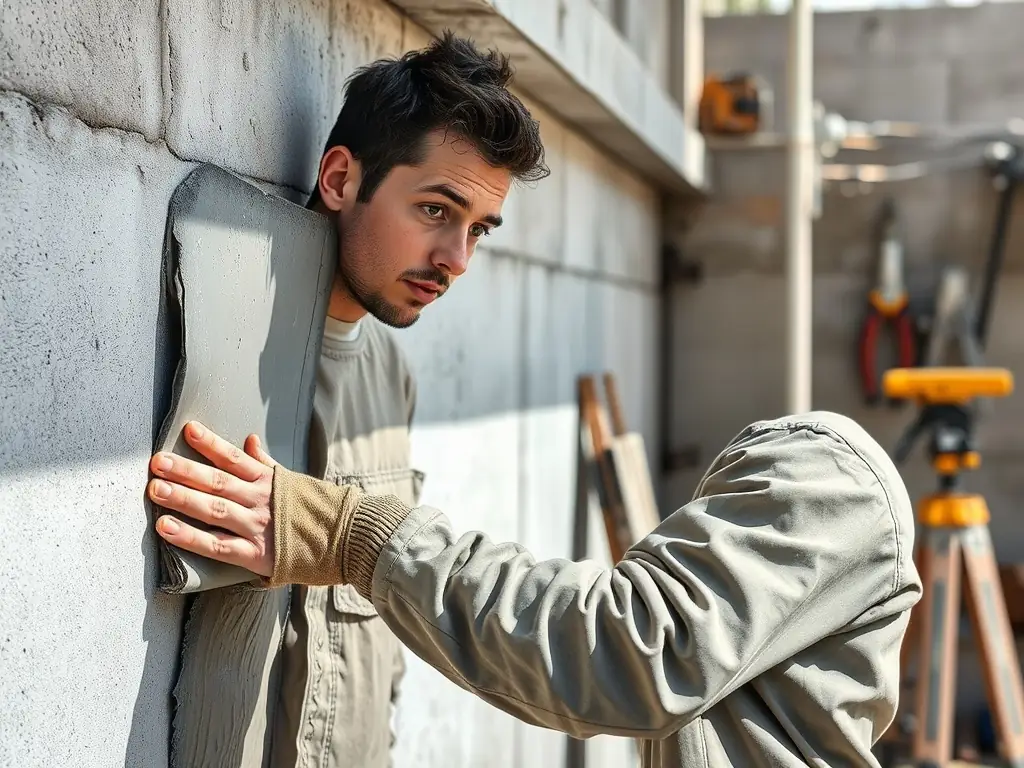 An image of a lift pit under construction, highlighting the waterproofing membrane being applied to the concrete walls and floor to prevent water damage.