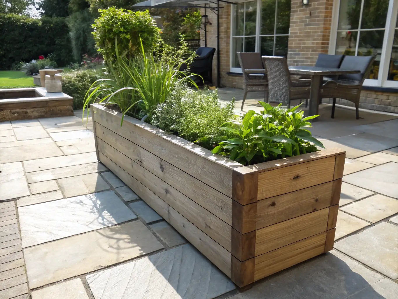 A planter box with a visible waterproofing membrane, showcasing the protection against water damage to the surrounding structure.